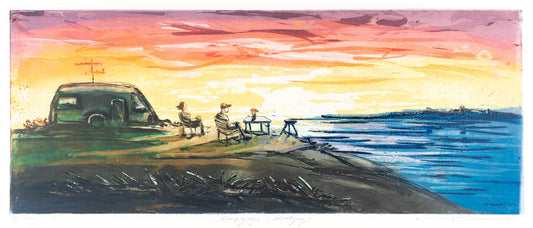 Campingvogn i solnedgang, 2017, Kristian Finborud