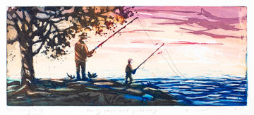 Far og sønn med fiskestang – Kristian Finborud – 2020
